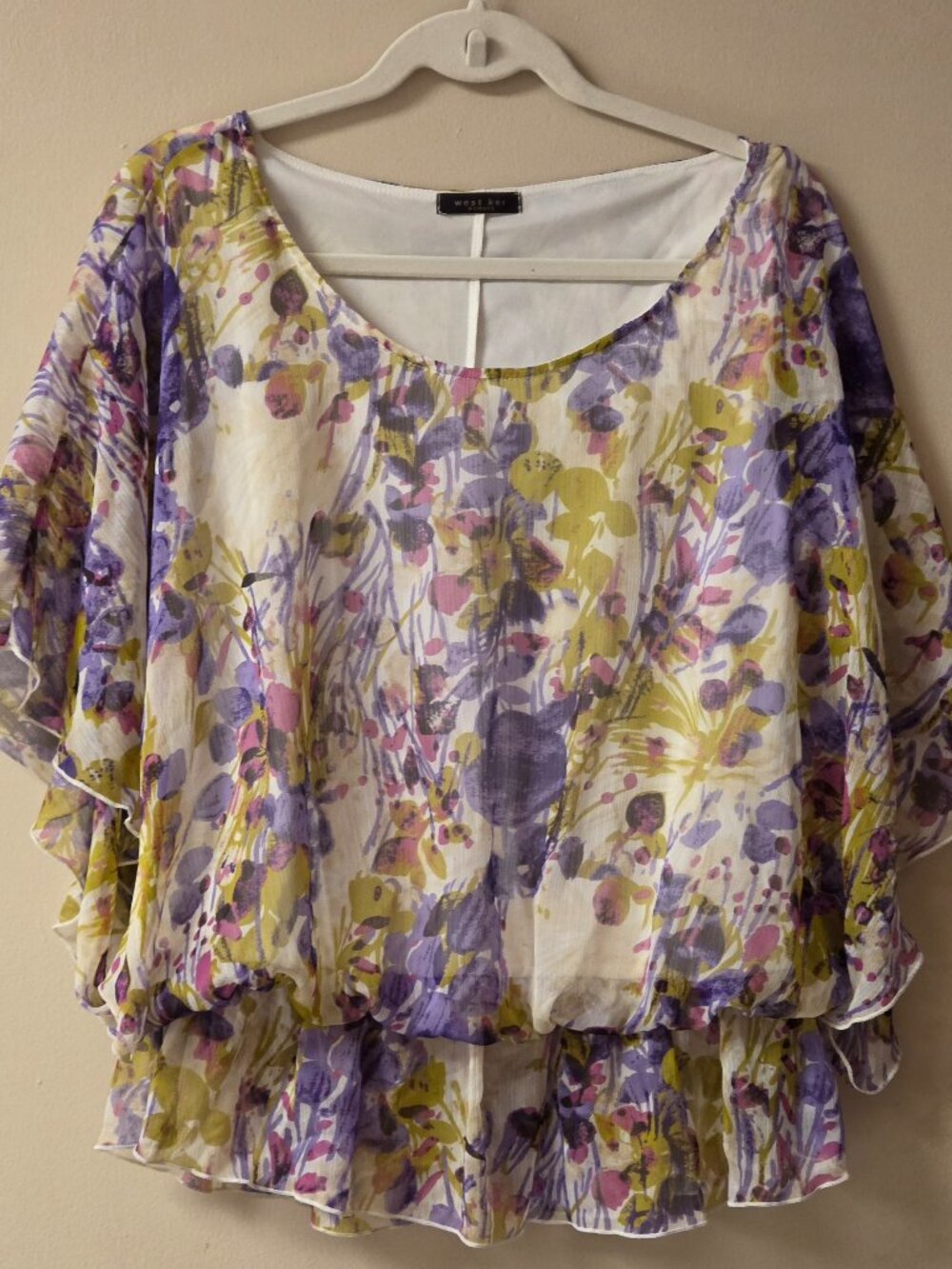 West Kei Women's Floral Short Sleeve Blouse, RoundNeck, 1XL